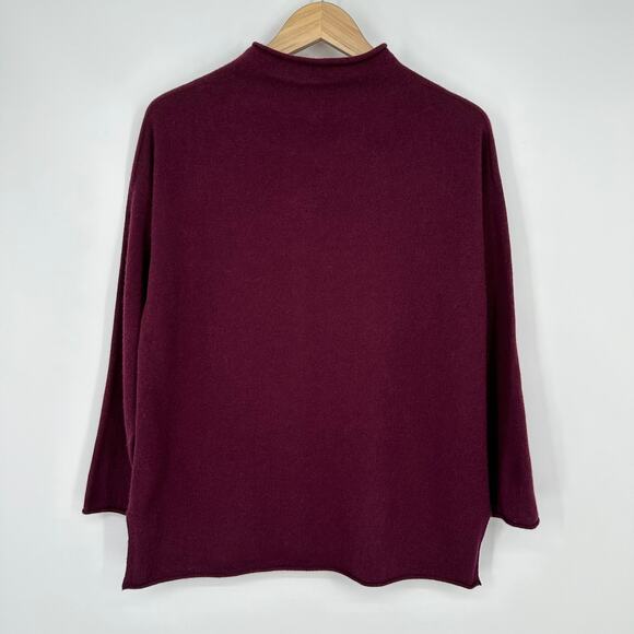 COPY - Eileen Fisher 100% Cashmere Funnel Mock Neck Sweater, Burgundy - Picture 6 of 10